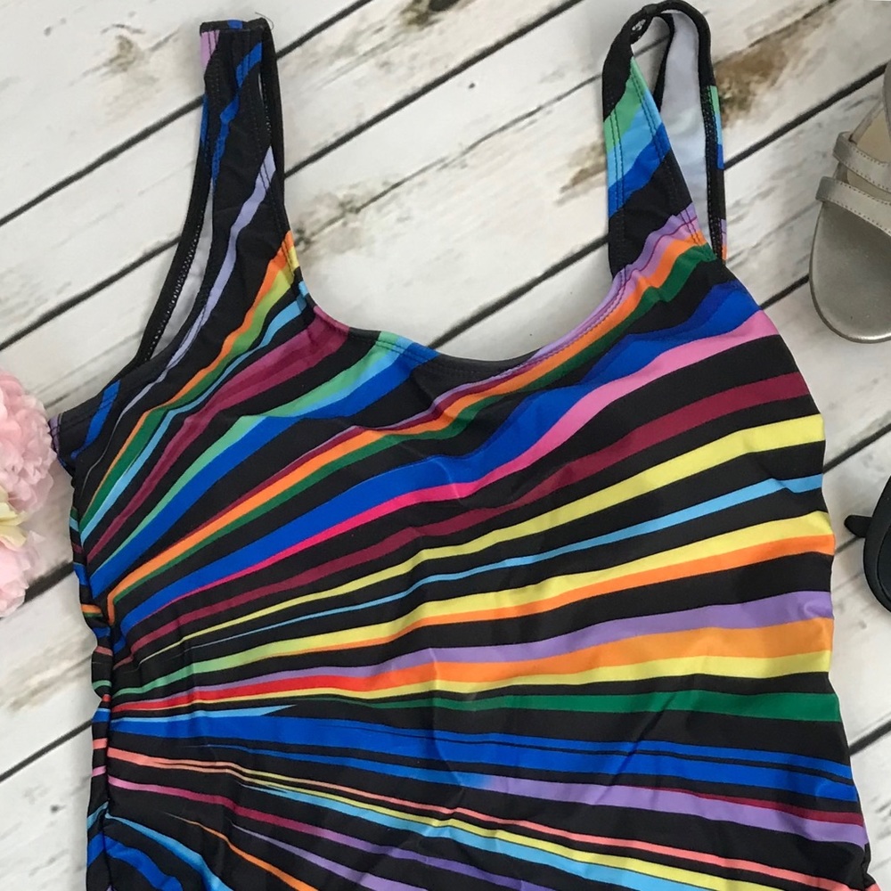 Rainbow Multicolor Striped Fan Bathing Suit - Picture 6 of 13